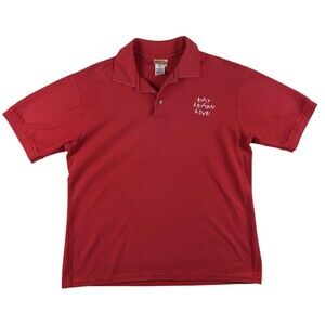 Red Kap Polo Shirt Mens Medium Red Solid Eat Learn Live Embroidered Workwear